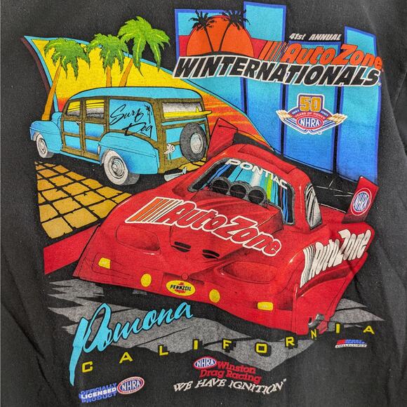 Vintage 2001 Mens Drag Racing Large T-Shirt 41st AutoZone Winston NHRA Pomona - Picture 3 of 6